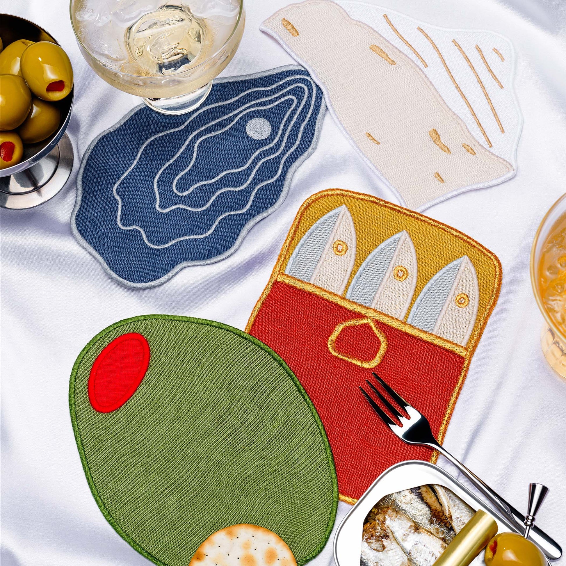 Set of 4 Hors D'Oeuvres Cocktail Napkins, from Piecework Puzzles