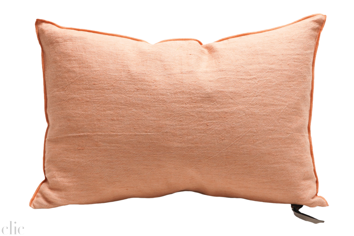 Crumpled Washed Linen Pillow 16x24 in Melon, from Maison De Vacances