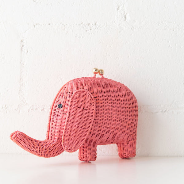 Harry Elephant Wicker Bag in Pink, from Serpui