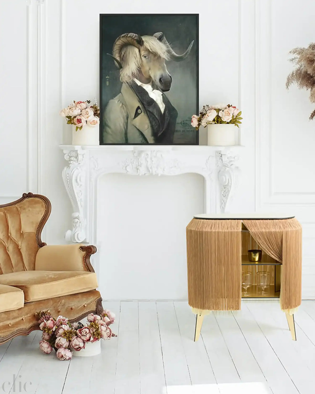 Baby Alpaca Bedside Table in Gold