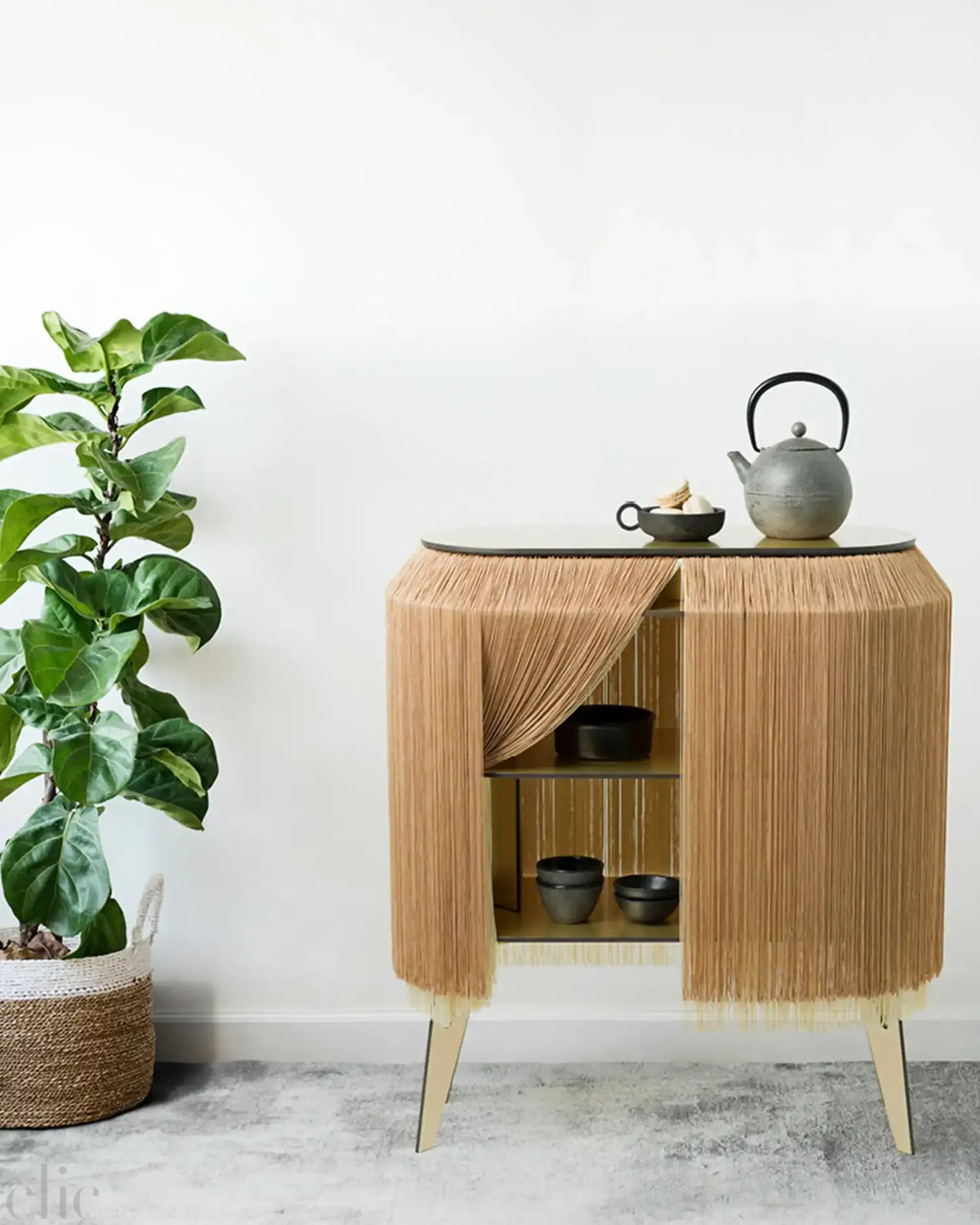 Baby Alpaca Bedside Table in Gold