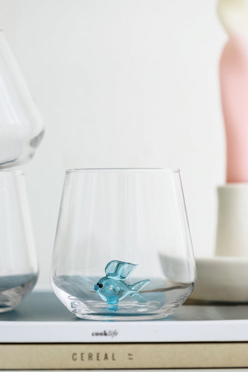 Blue Fish Drinking Glass