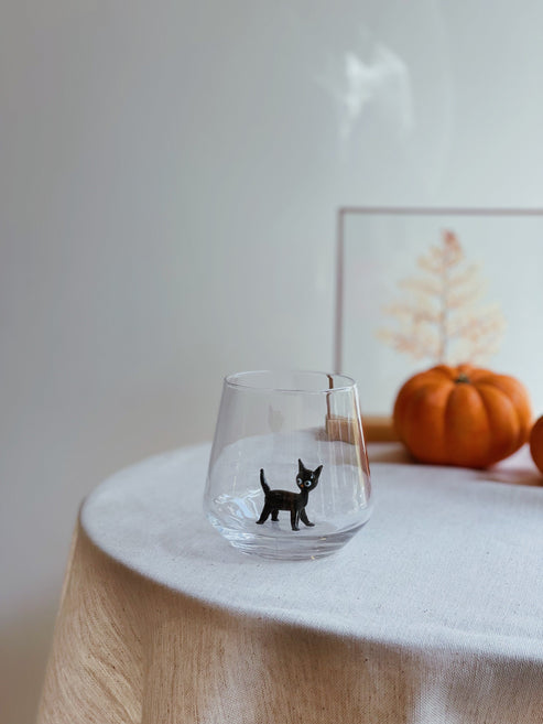 Black Cat Drinking Glass
