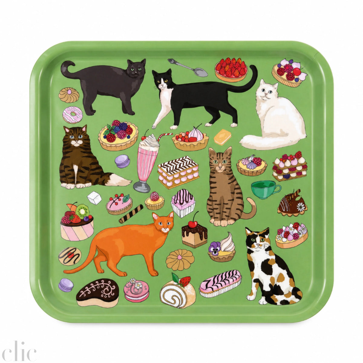 Cats Cafe Square Tray, from Avenida Home
