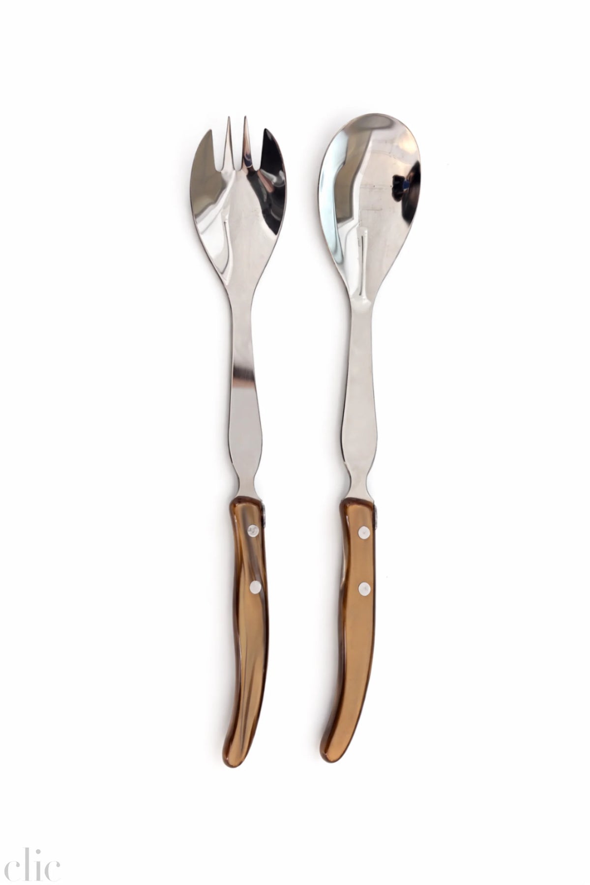Berlingot Salad Servers in Cappuccino, from Claude Dozorme