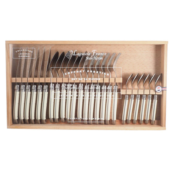 Laguiole Flatware 24 Piece Set in Ivory, from Jean Neron