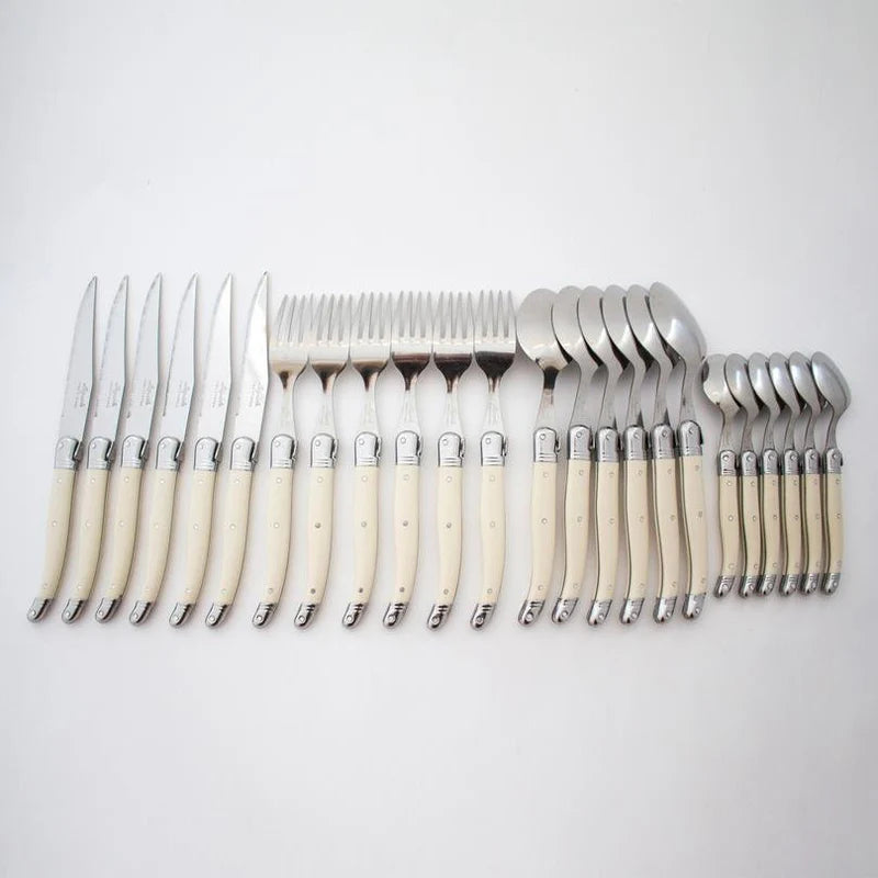 Laguiole Flatware 24 Piece Set in Ivory, from Jean Neron