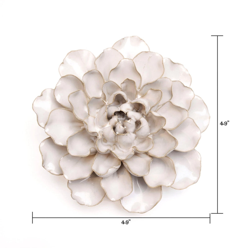 Coastal Ceramic Flower Wall Art in Ivory Water Lily, from Chive