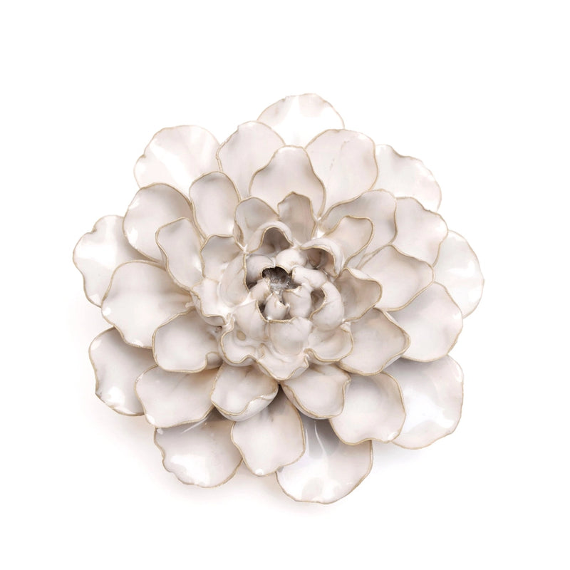 Coastal Ceramic Flower Wall Art in Ivory Water Lily, from Chive