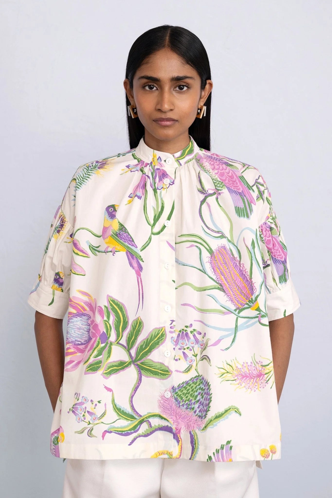 Ivy Shirt in Botany Bay Afterglow, from Banjanan