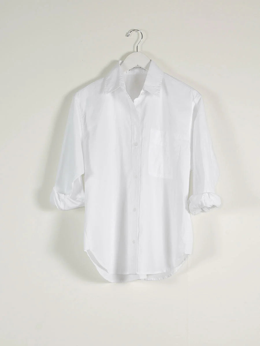 Jessie Shirt Italian Poplin in White, from Pharaoh