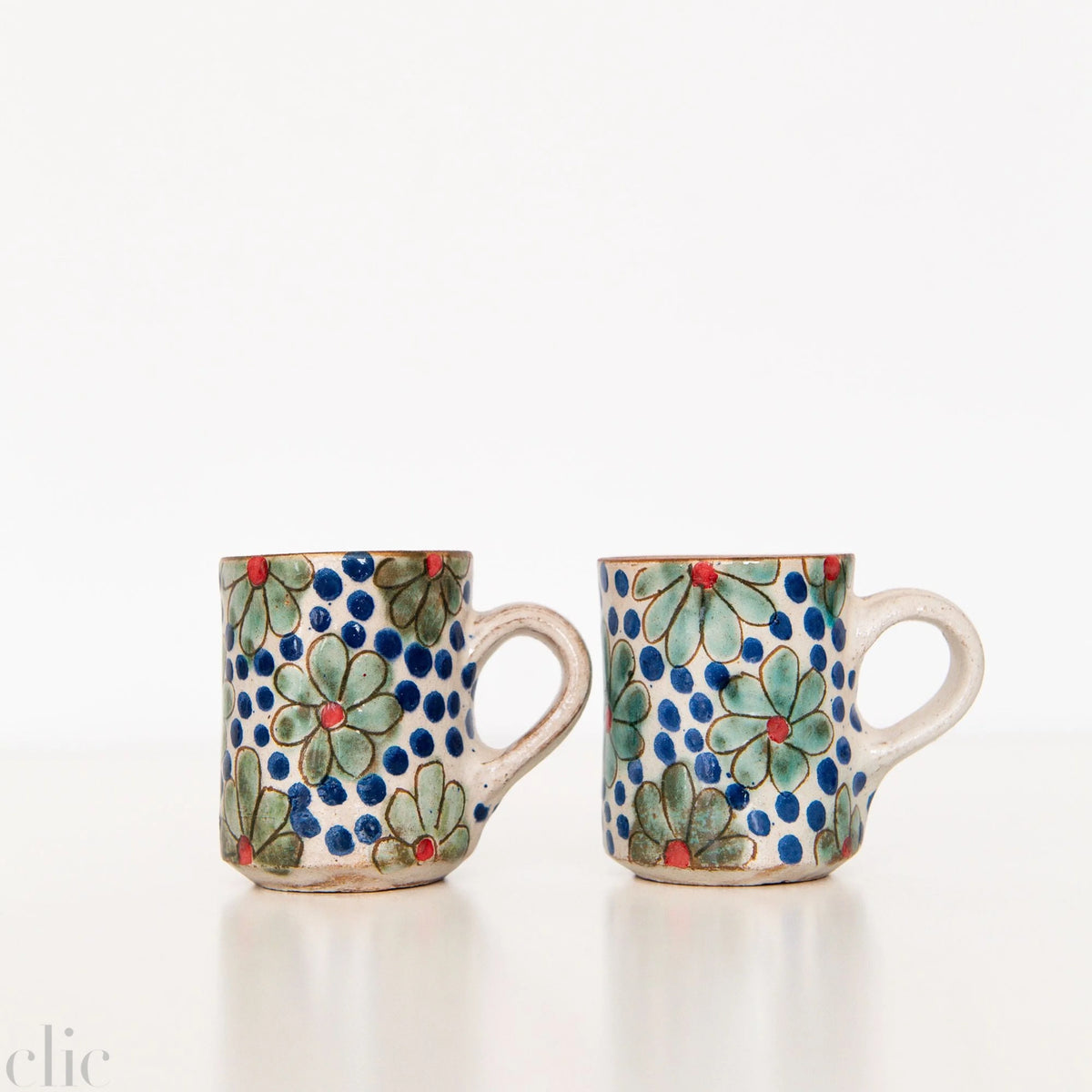 Daisy Fields Ceramic Espresso Mug in Blue, from Kiliim