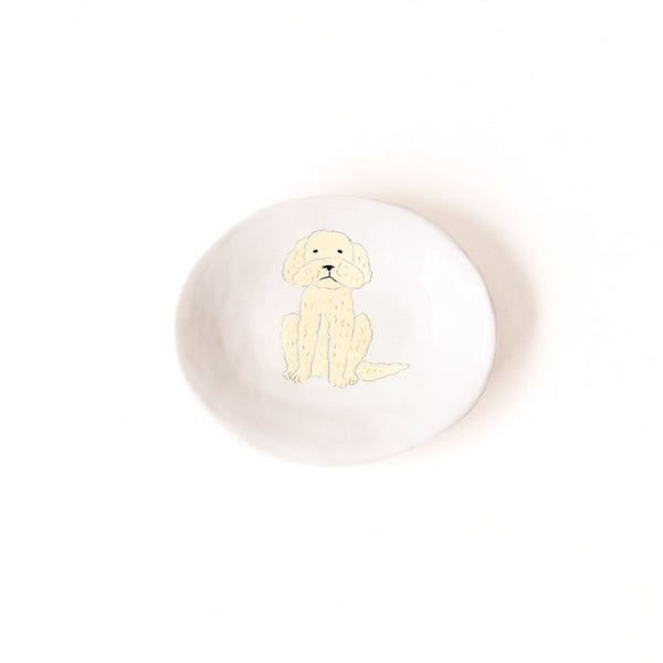 Small Oval Doodle Dish in White and Yellow, from Gemma Orkin Ceramics