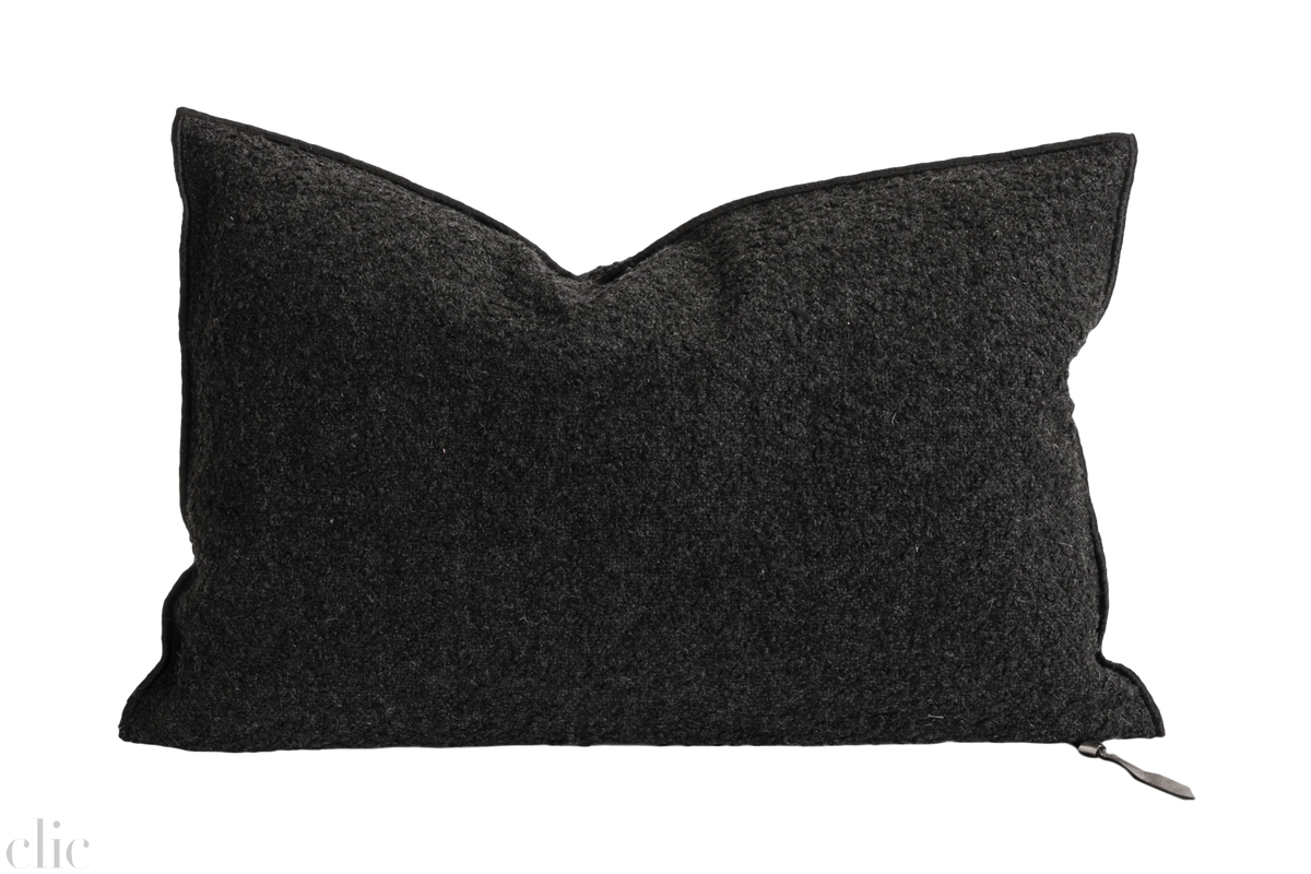 Wooly Vice Versa Pillow 16 x 24 in Charbon, from Maison de Vacances
