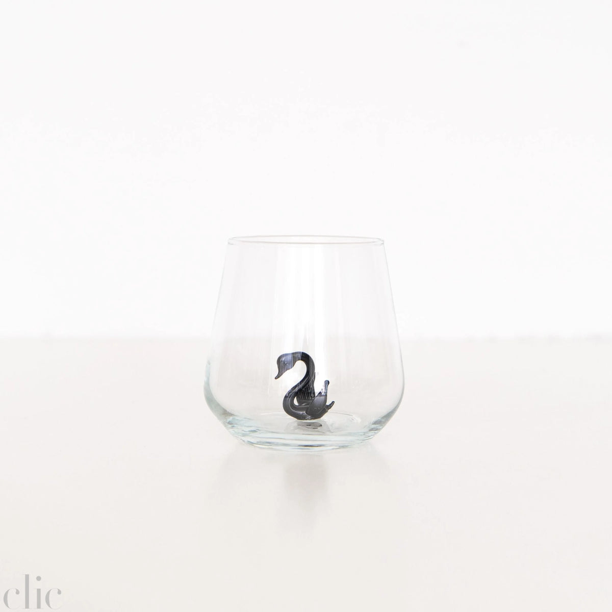 Swan Drinking Glass in Black