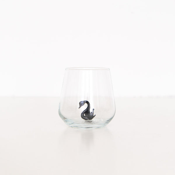Swan Drinking Glass in Black, from Minizoo