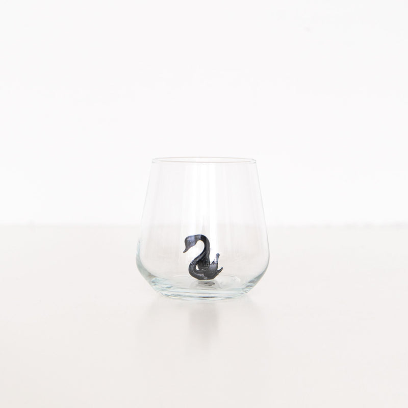 Swan Drinking Glass in Black, from Minizoo