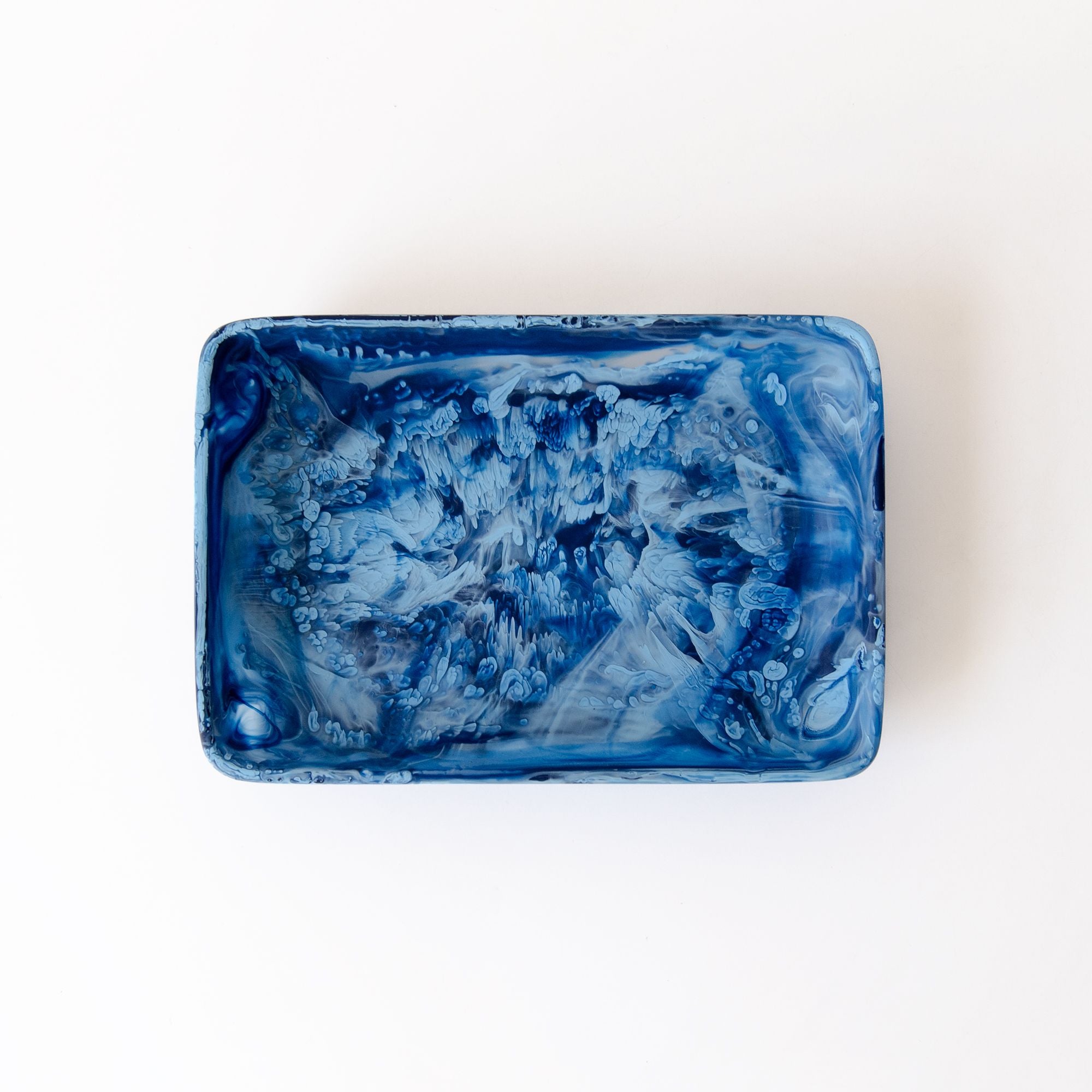 Handled Rectangle Tray in Denim Swirl, from Nashi Home