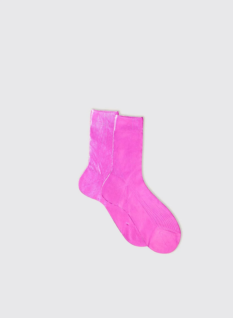 Ribbed Laminated Socks in Fuchsia, from Maria La Rosa