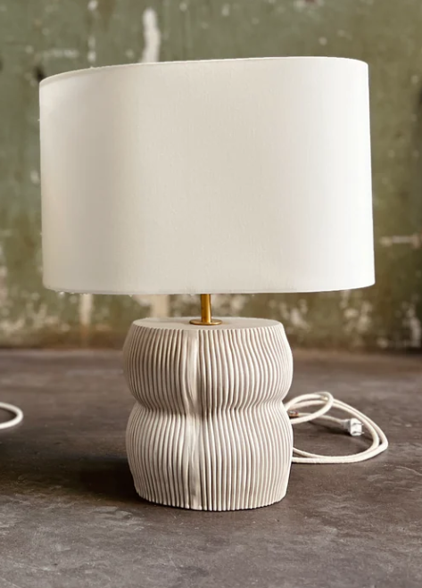 Oval Curvy #2 Lamp in Cream, from Cym Ceramics