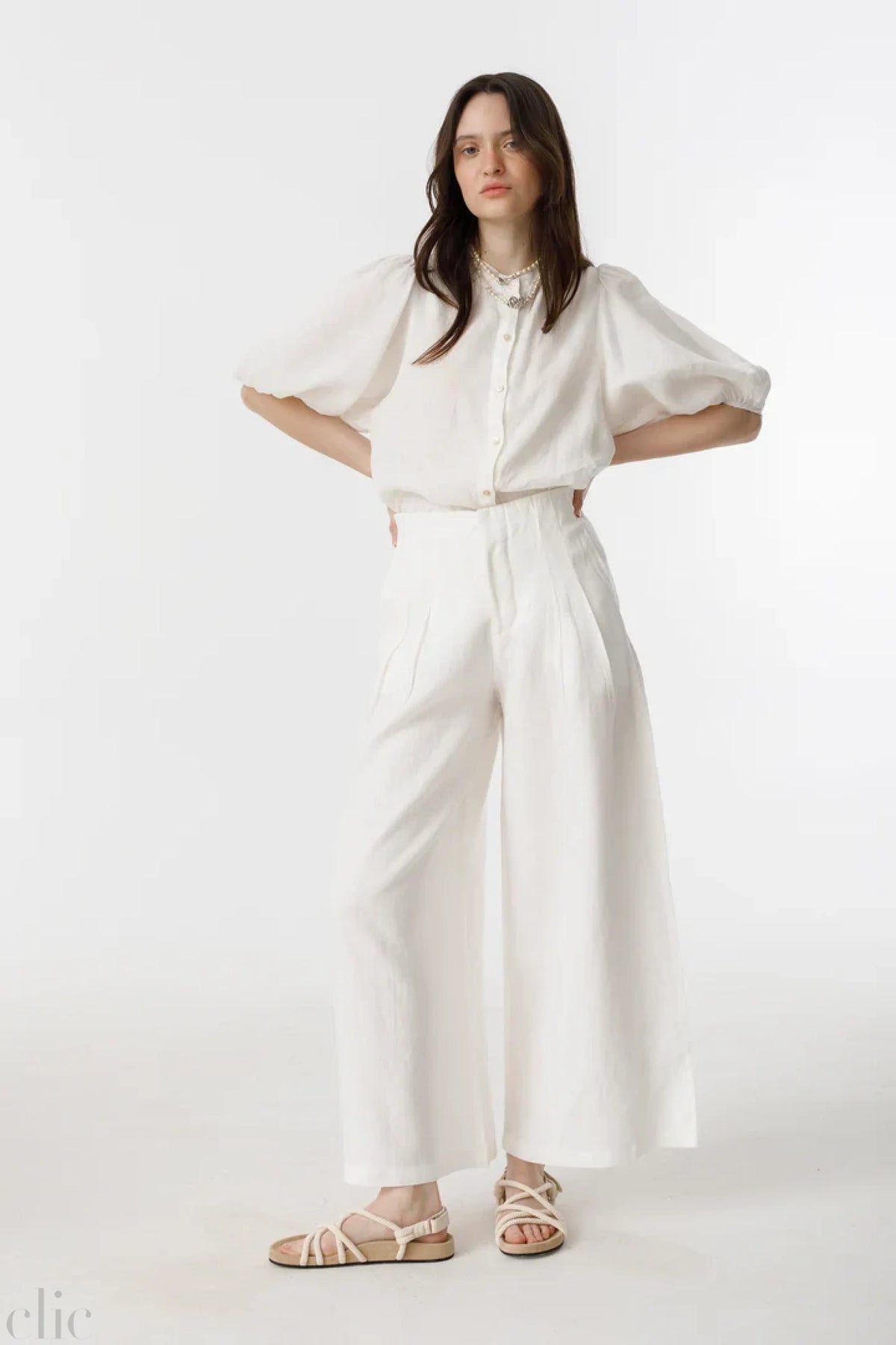 Culotte Linen Pants in White, from Lanhtropy