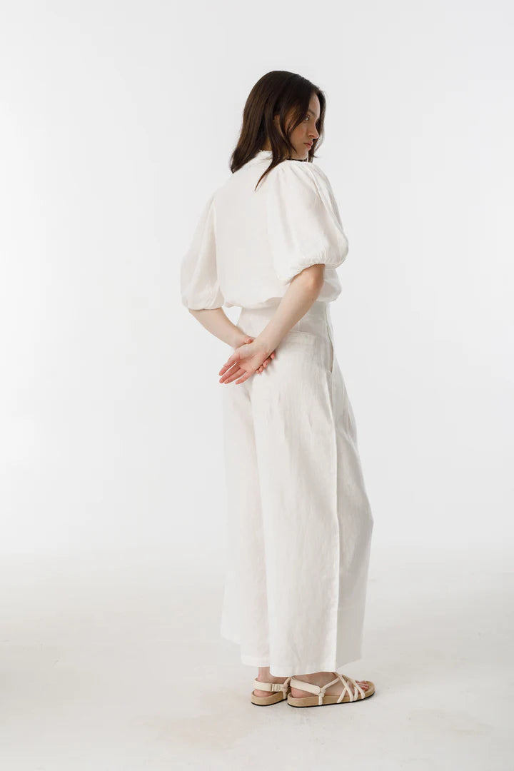 Culotte Linen Pants in White, from Lanhtropy
