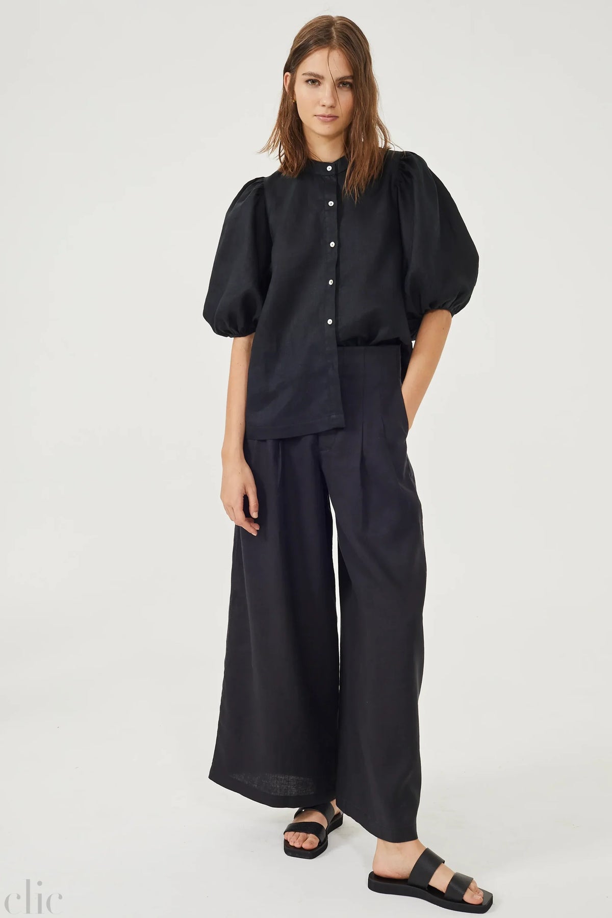 Culotte Linen Pant in Black, from Lanhtropy