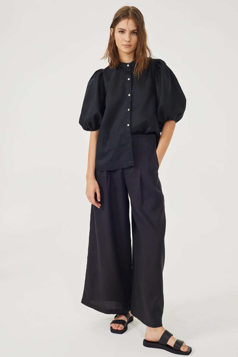 Culotte Linen Pant in Black, from Lanhtropy