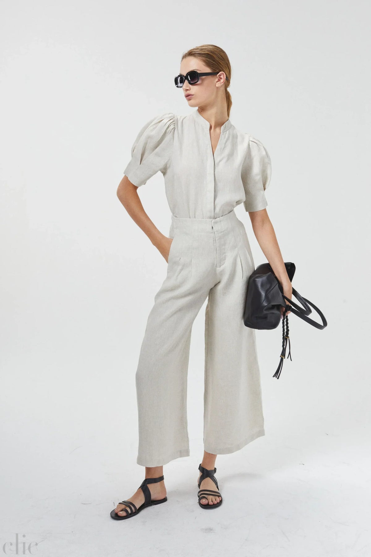 Culotte Linen Pant in Natural, from Lanhtropy