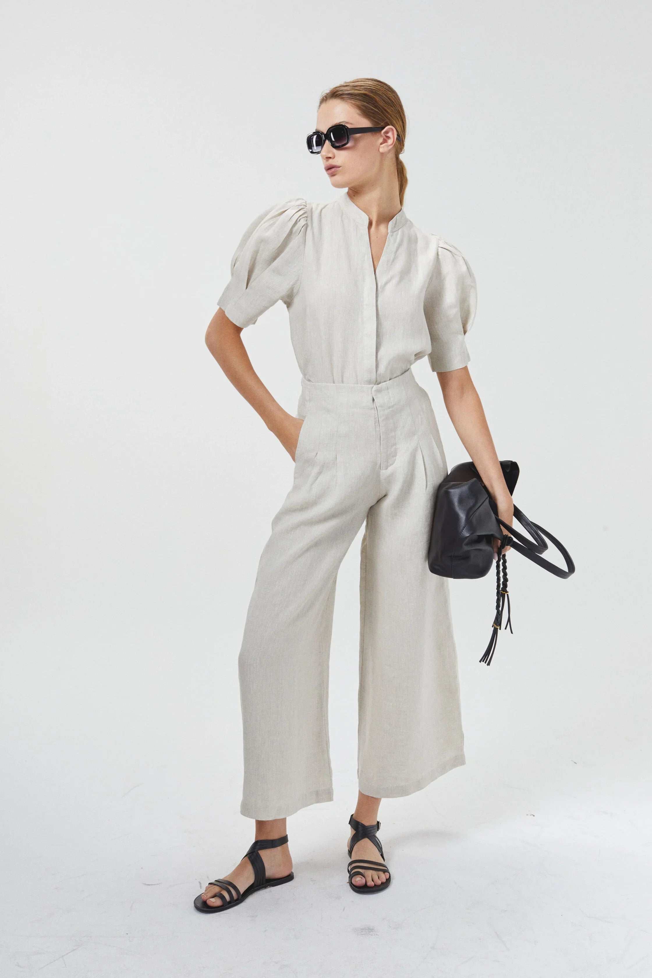 Culotte Linen Pant in Natural, from Lanhtropy