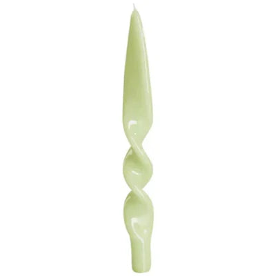 Set of 2 Spiral Candles in Light Green, from Graziani