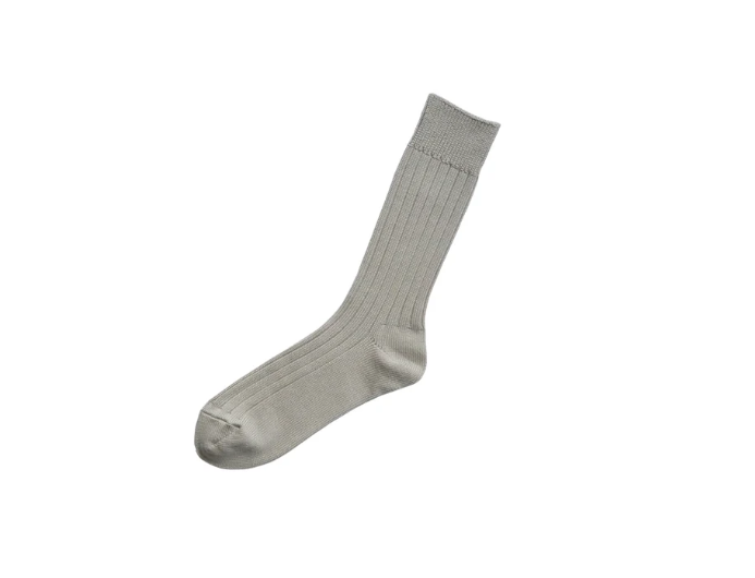 Egyptian Cotton Ribbed Socks in Light Grey, from Knitwin