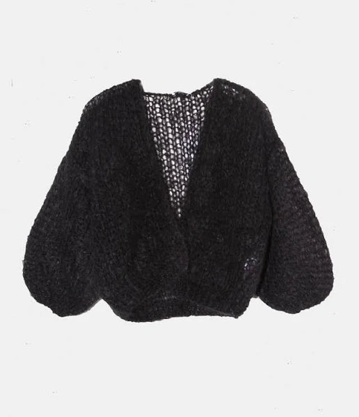 Mohair Light Bomber Cardigan in Black, from Maiami