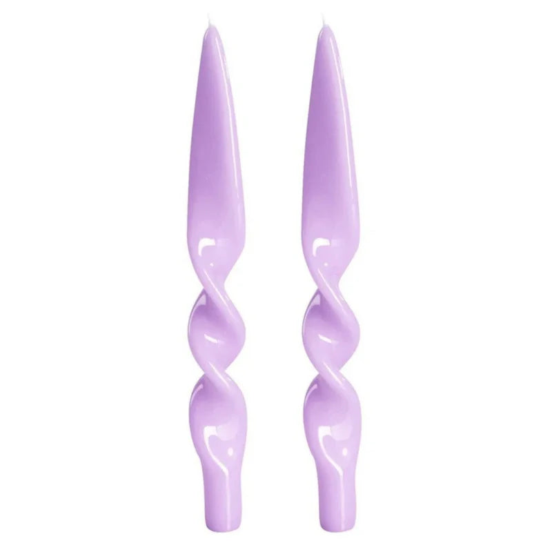 Set of 2 Spiral Candles in Lilac, from Graziani