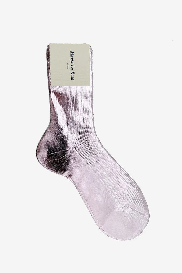 Ribbed Laminated Socks in Lilac, from Maria La Rosa