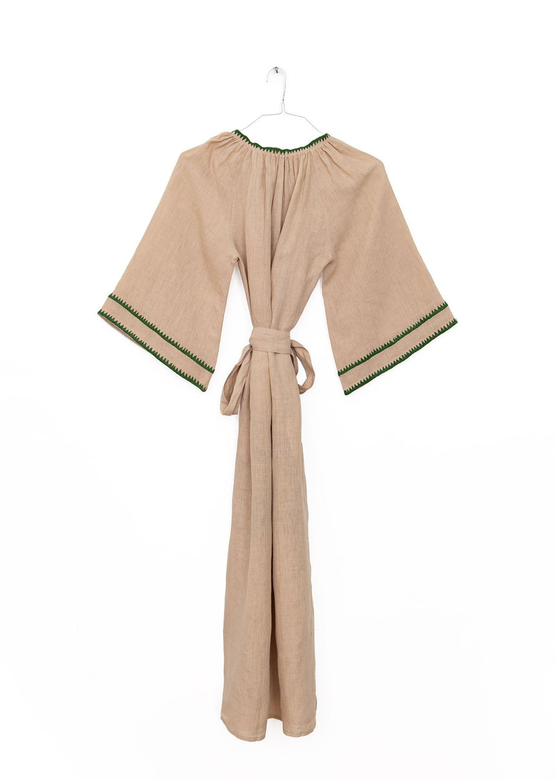 Palma Veronica Dress in Beige and Green, from Benaras by Citrus