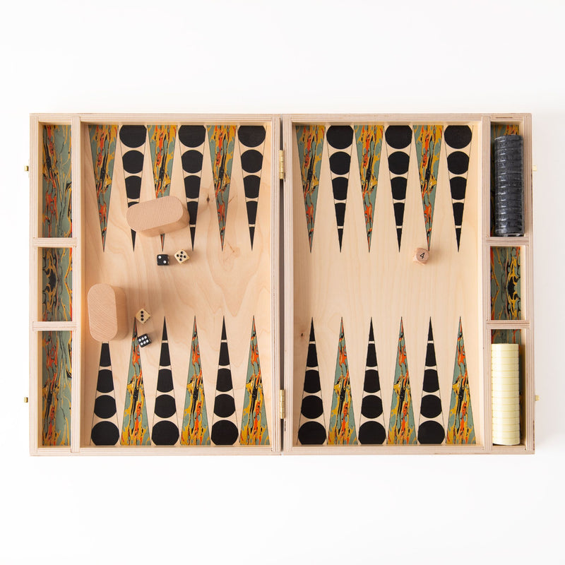 Olio Sage Tabletop Backgammon Set, from Wolfum