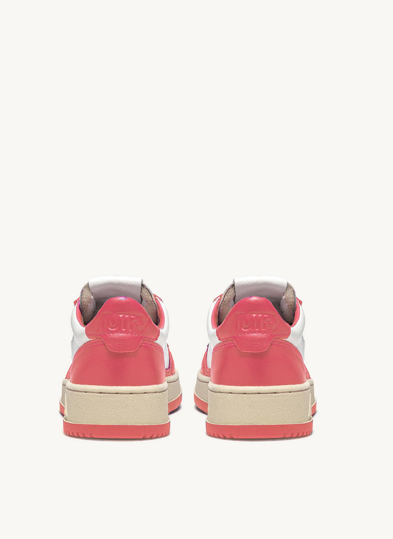 Medalist Low Sneakers in White and Rose Leather, from Autry