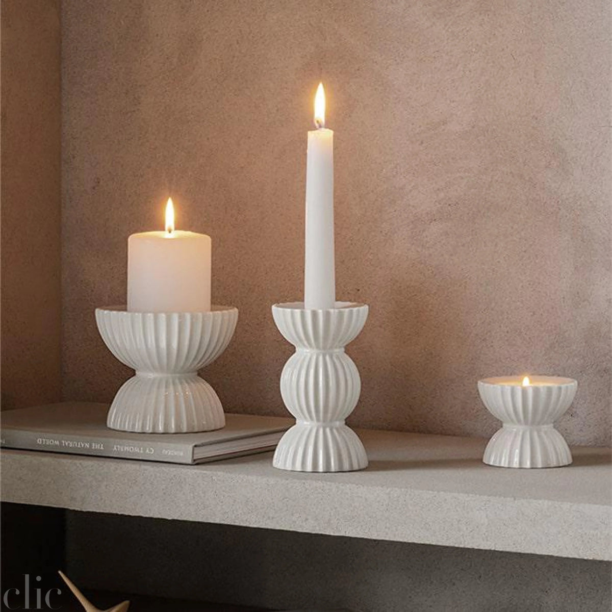 Large Tura Candleholder in White, from Lyngby Porcelaen