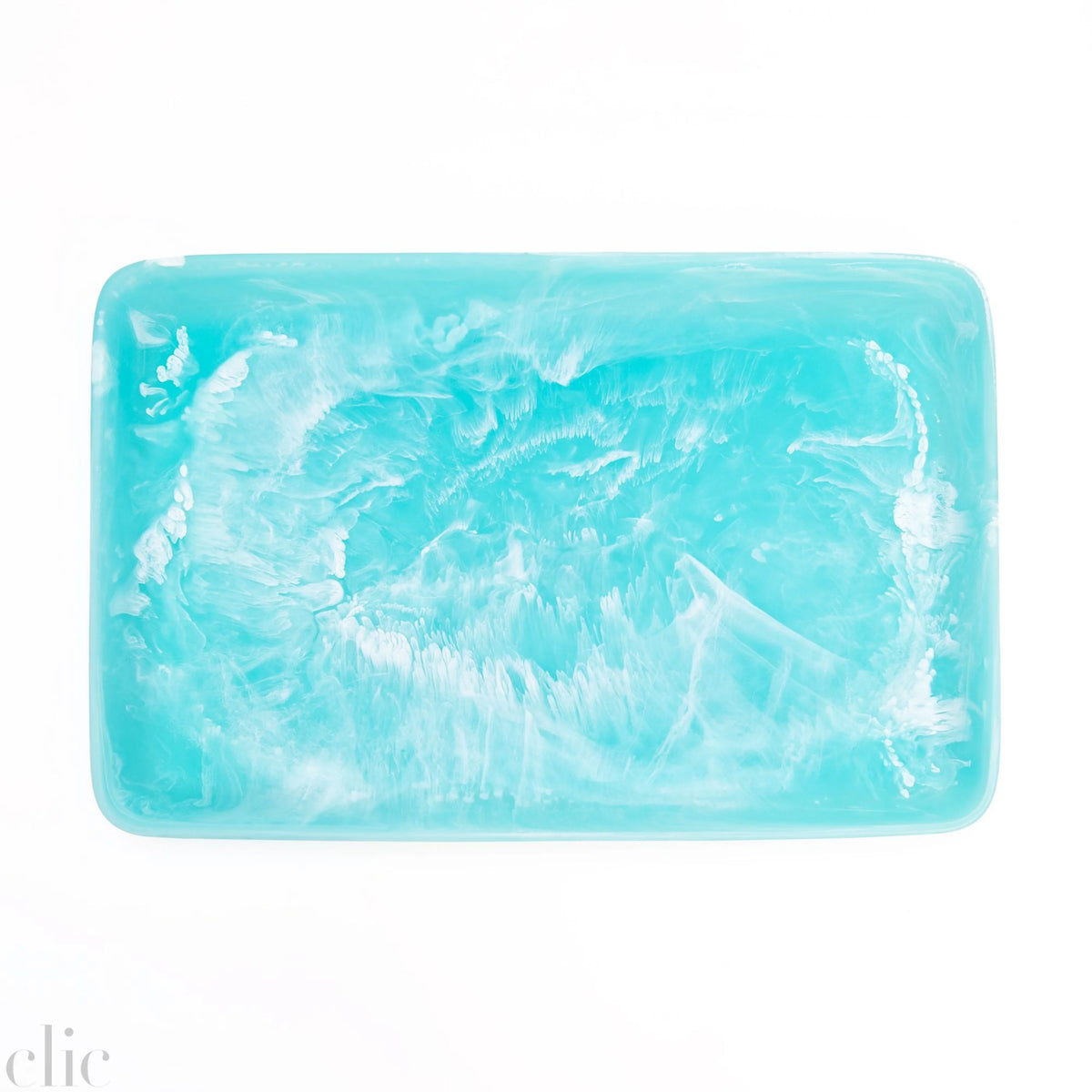 Large Rectangular Tray in Aqua Swirl, from Nashi Home