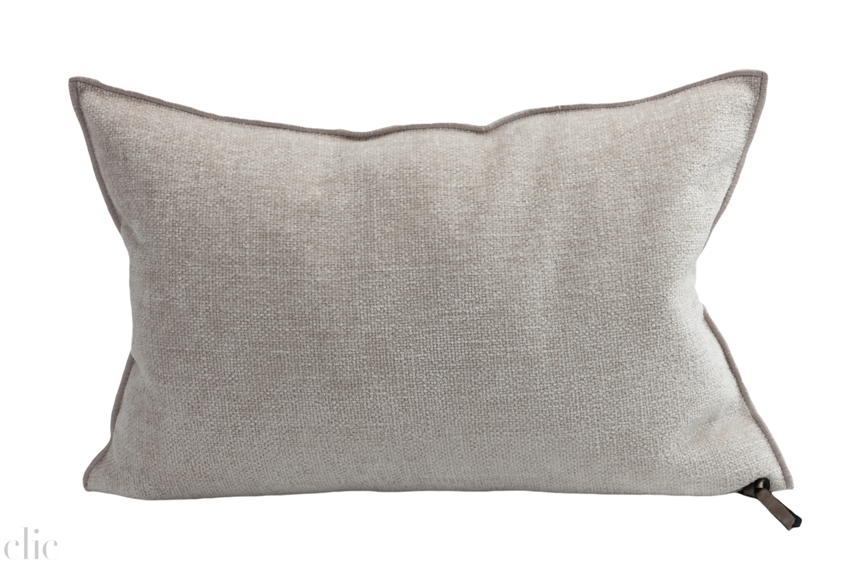 Visconti Chenille Tourterelle Pillow 16x24, from Maison de Vacances