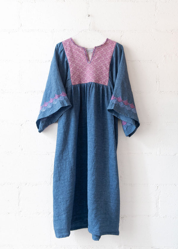 Levante Long Dress in Blue and Lilac, from Nina Leuca