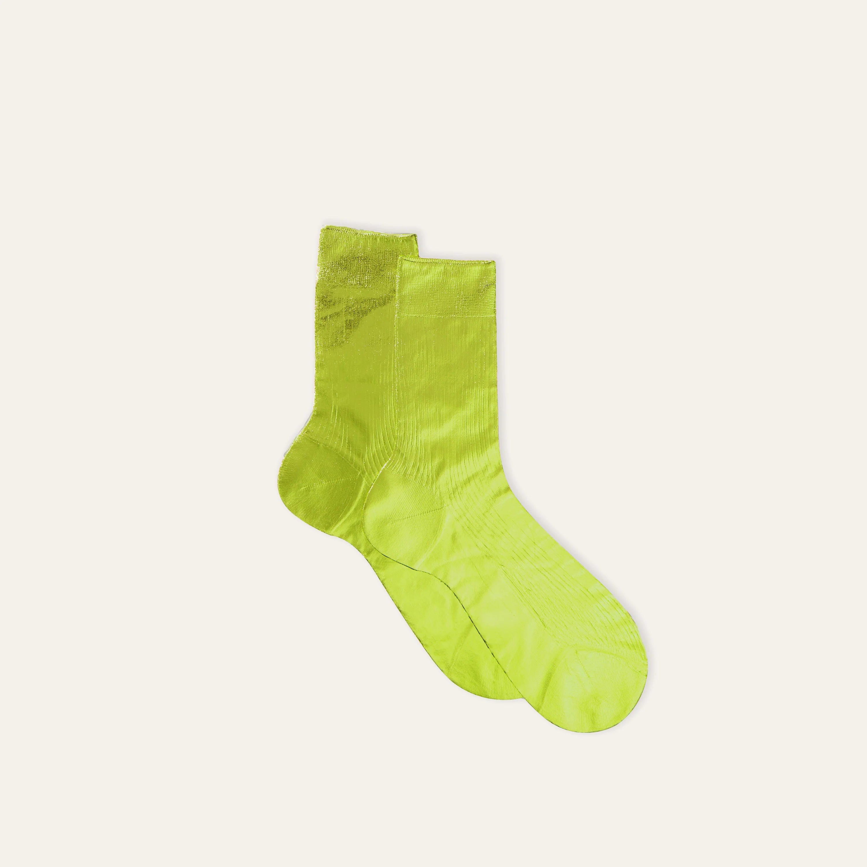 Ribbed Laminated Socks in Lime, from Maria La Rosa