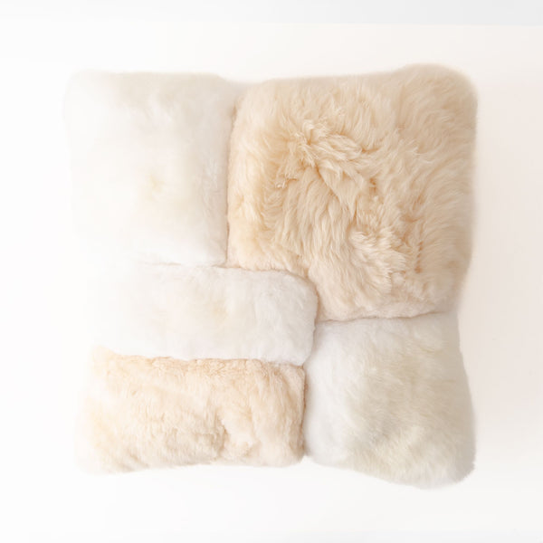 Alpaca Color Block Pillow in Crema, from Intiearth