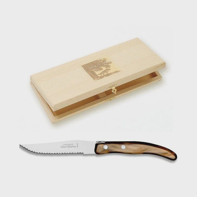 Berlingot Box of 6 Steak Knives in Cappuccino, from Claude Dozorme