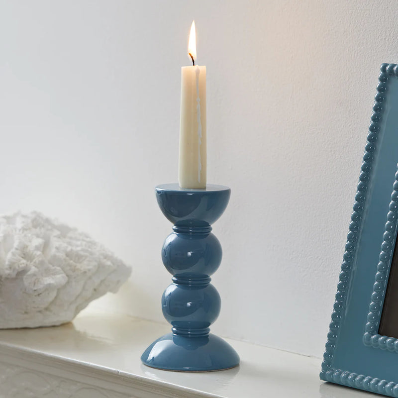 Bobbin Candle Stick Holder in Chambray Blue, from Addison Ross