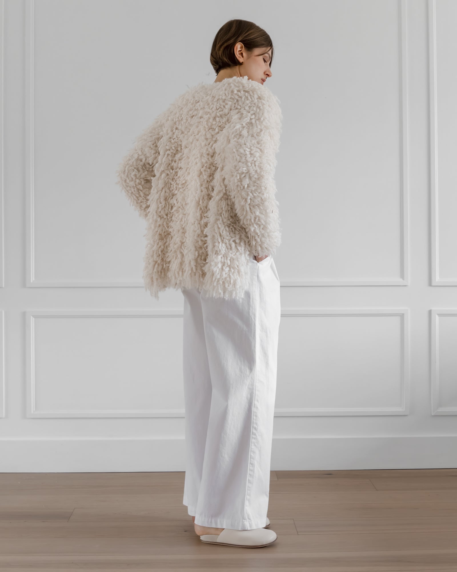 Medusa Cardigan Coat in White, from La Tierra