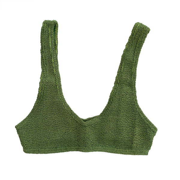 Barcelona Bikini Top in Metallic Olive, from Love & Bikinis