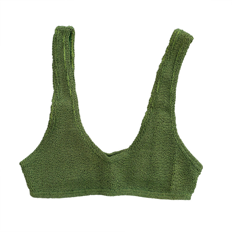 Barcelona Bikini Top in Metallic Olive, from Love & Bikinis
