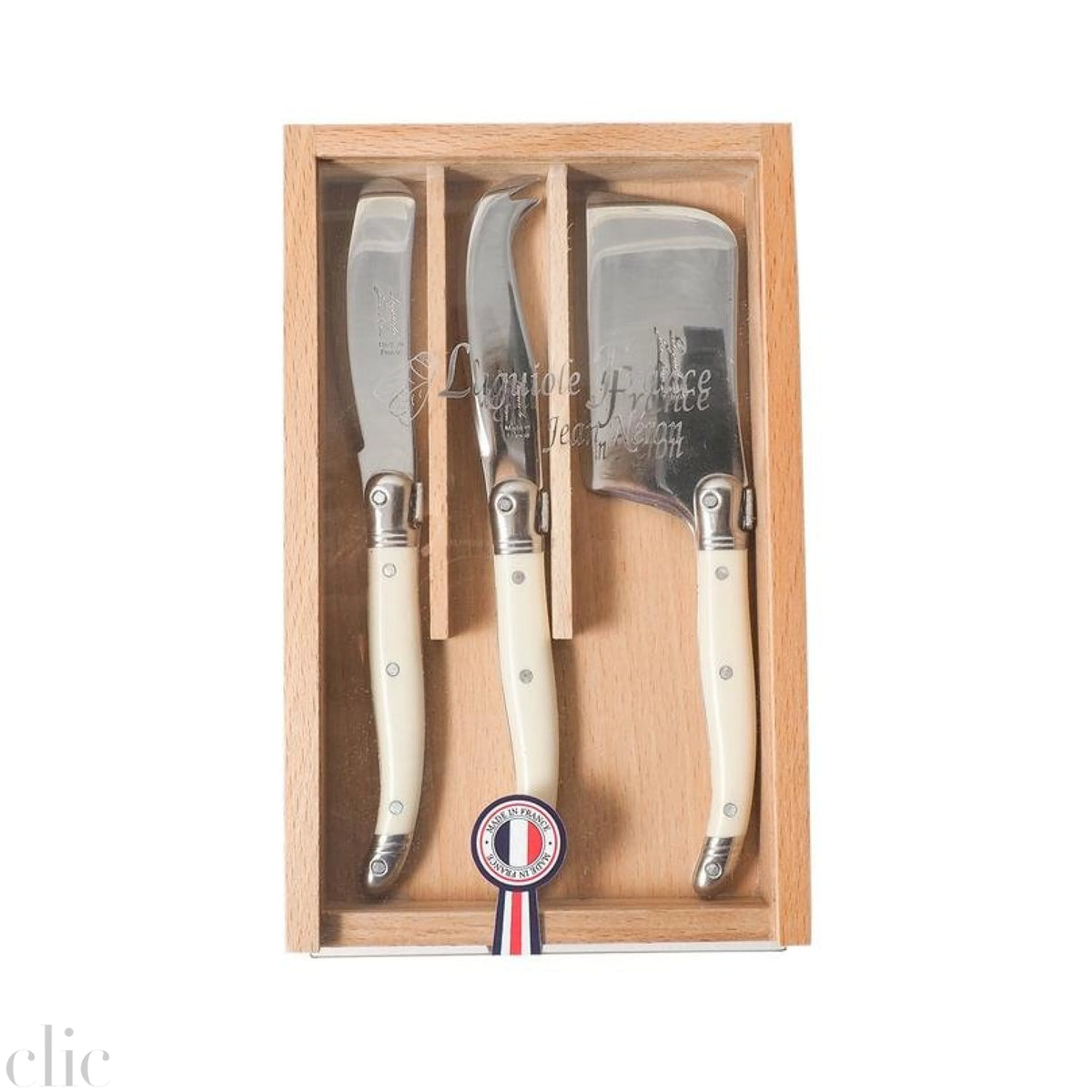Mini Laguiole 3 Piece Cheese Set in Ivory